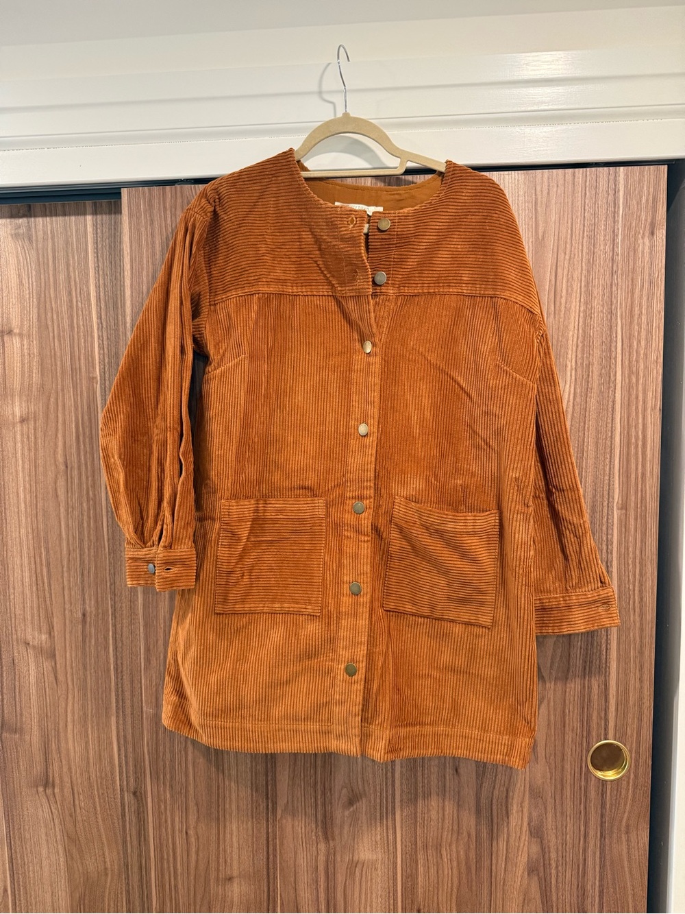 Christy Dawn Corduroy Button-Front Dress in Rust M